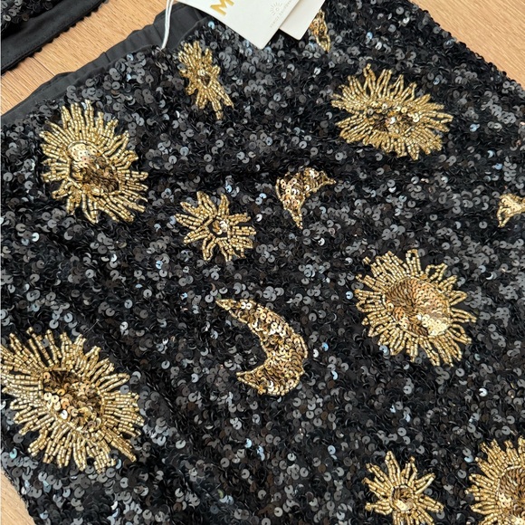 Show Me Your Mumu Black and Gold Sequin Celestial Skirt - Picture 2 of 3
